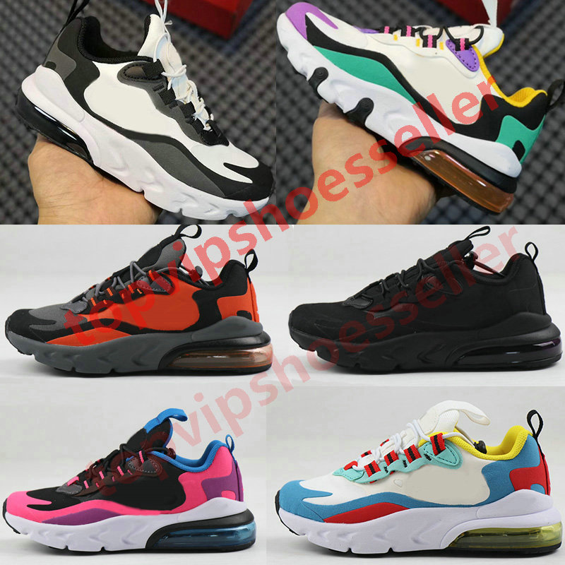 

New 270 React Bauhaus TD Kids Shoes Boy Girls Running Shoes Black White Hyper Bright Violet Toddler Children Sneakers 28-35, 10