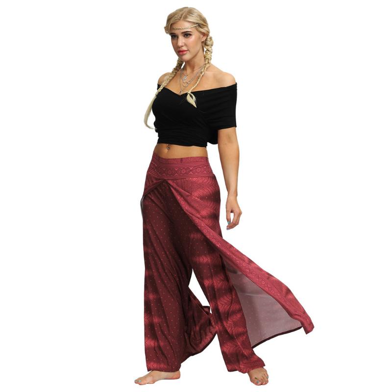 

Bohemian Women Casual Summer Loose Yoga Trousers Baggy Boho Jumpsuit Pants Elastic Waist Leggings Sport Women Fitness Plus Size, Black