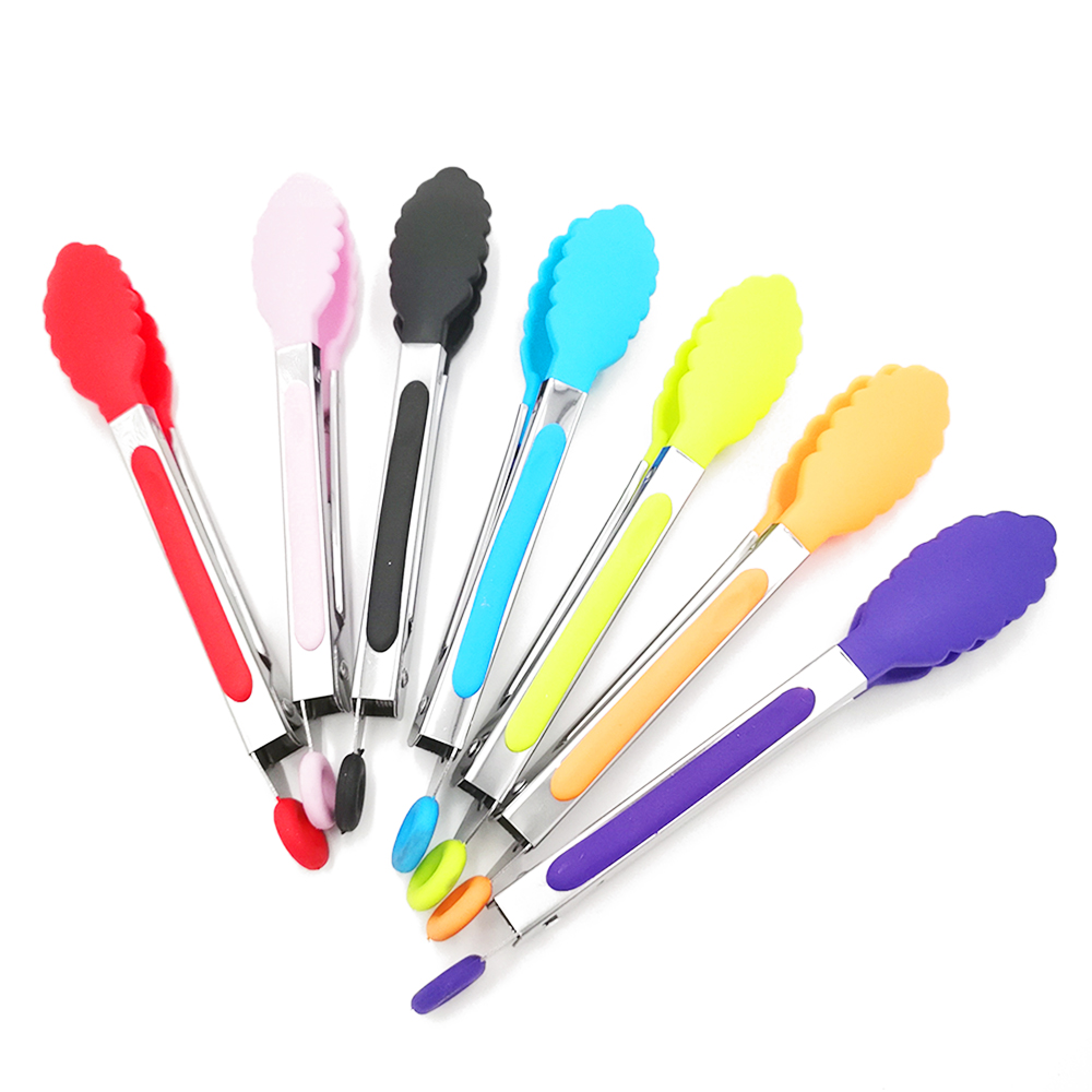 

Stainless steel Silicone Kitchen Tong tool BBQ Clip Salad Bread Cooking Food Serving Tongs Durable Tools