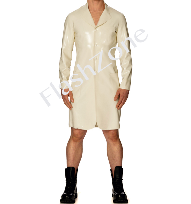 

Men hot sale latex wind coat white
