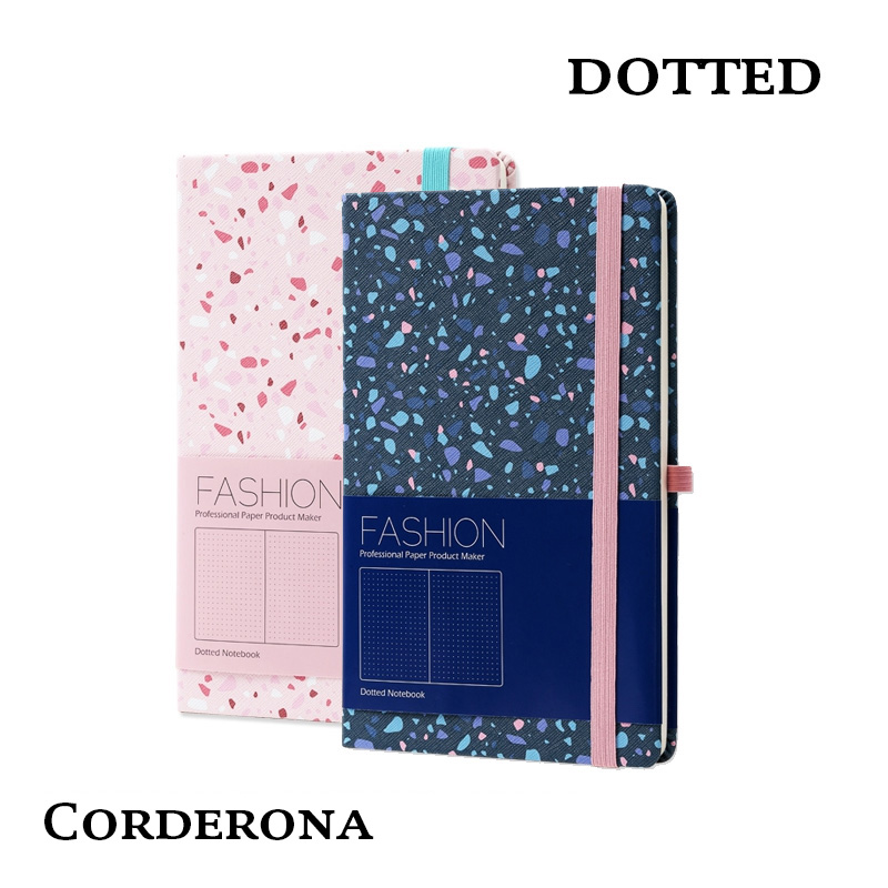

Dotted Hard Cover Notebook Granite Elastic Band Travel Diary Dot Grid Bujo Journal