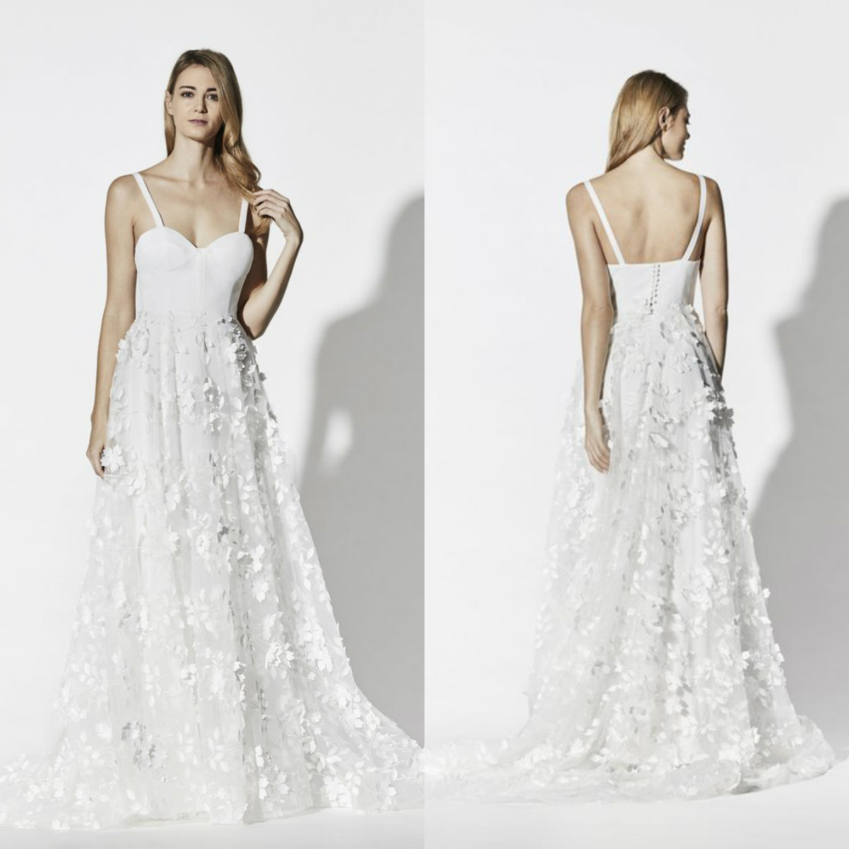 

2020 Boho Wedding Dresses Spaghetti Lace 3D Floral Appliques A Line Bohemian Wedding Dress Backless Custom Made Country Robes De Mariée, Orange