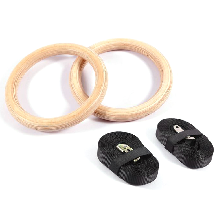 

Hot HG-New Wooden 28Mm Exercise Fitness Gymnastic Rings Gym Exercise Crossfit Pull Ups Muscle Ups