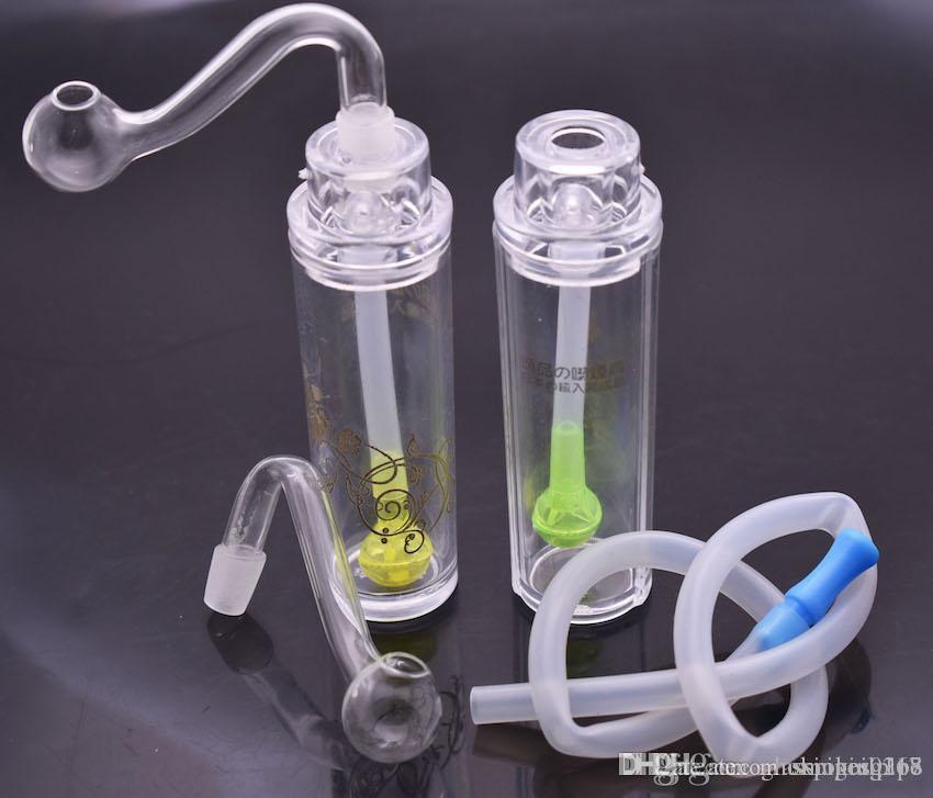 

Portable Mini warter bong heady Water Bong Unbreakable acrylic hookah dab oil rig bongs with 10mm male oil burner pipe vs mini glass bong