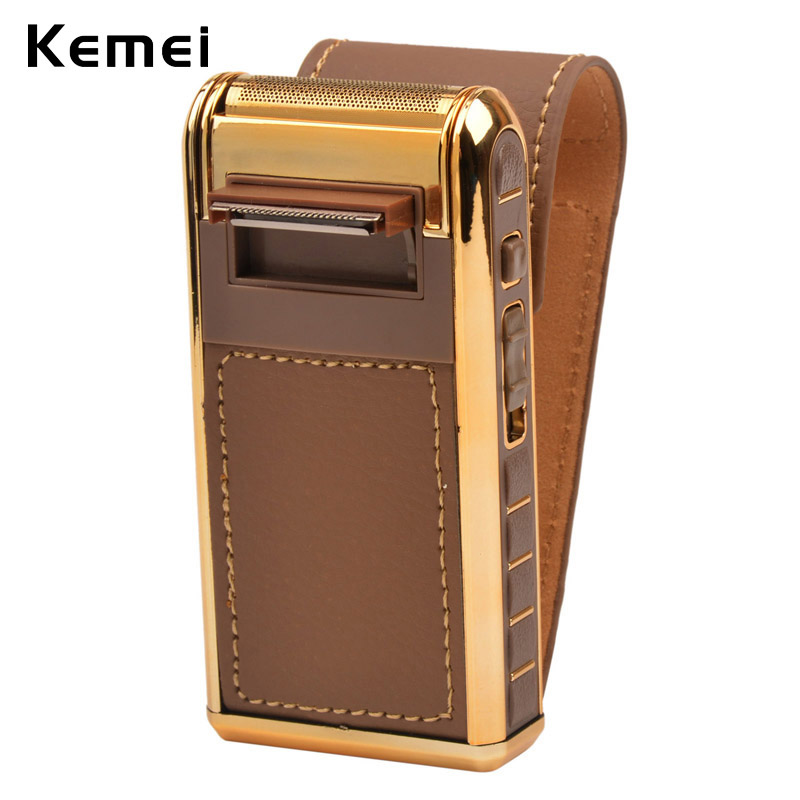 Machine à raser la barbe enveloppée de cuir Vintage chaud Kit de rasoir électrique alternatif rasoir rechargeable pour hommes avec tondeuse à fav