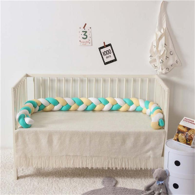 

Newborn Baby Bed Bumper 220cm Children Twist Knot Pillow Bumper Infant Crib Fence Cotton Cushion Kids Room Bedding Decoration, Yellow
