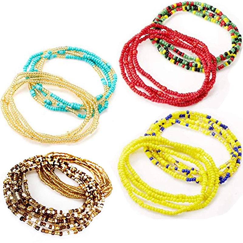 New Waist Bead Set Colored Belt Beads Belly Beads Boho Body Chain Beaded Belly Chain Women Girls Bikini Jewellery-image-547540621