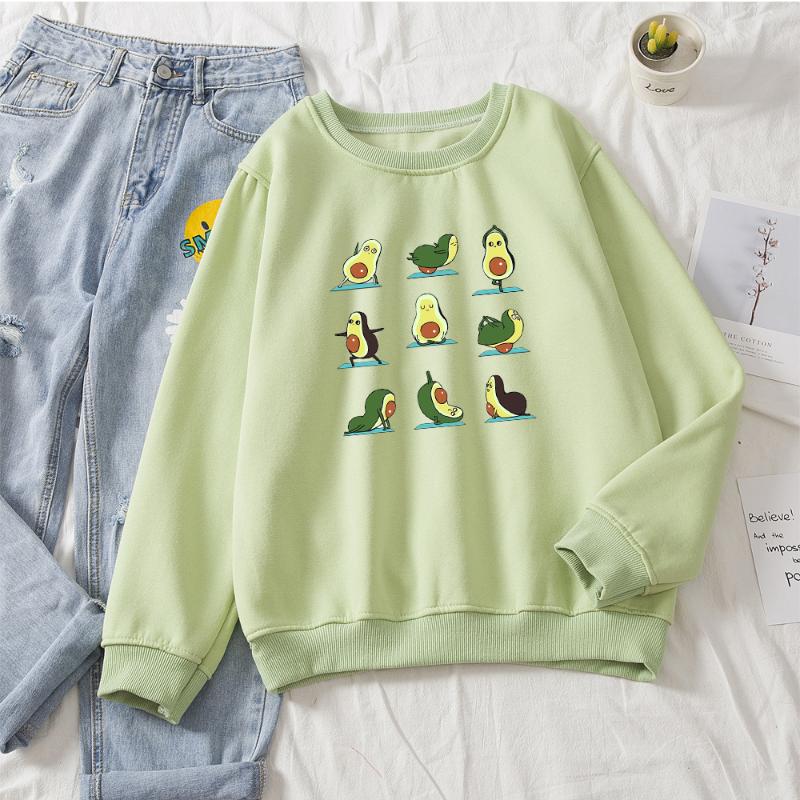 

Funny Cartoon Avocado Print Hoodies Sweatshirt Women Long Sleeve Warm Cotton Sweatshirts Coat Casual Kawaii Pullovers Oversize, Blue