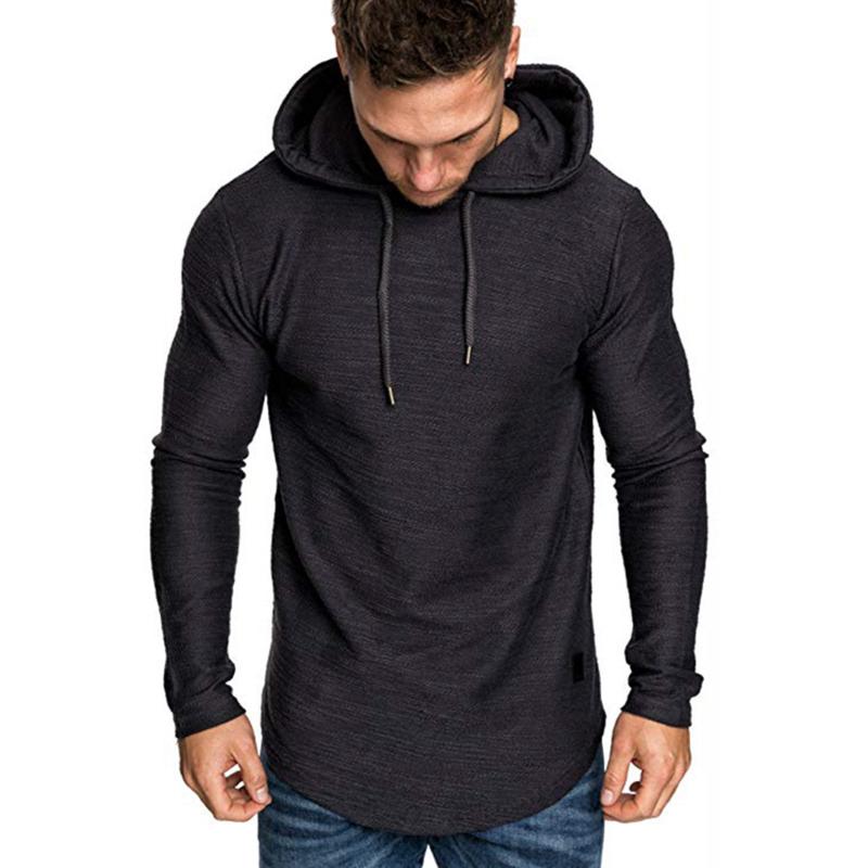 

New Fashion Men Autumn Winter Casual Hoodies Tops Lightweight Long Sleeve Pullover Hooded Sweatshirt Outfits White Gray Black