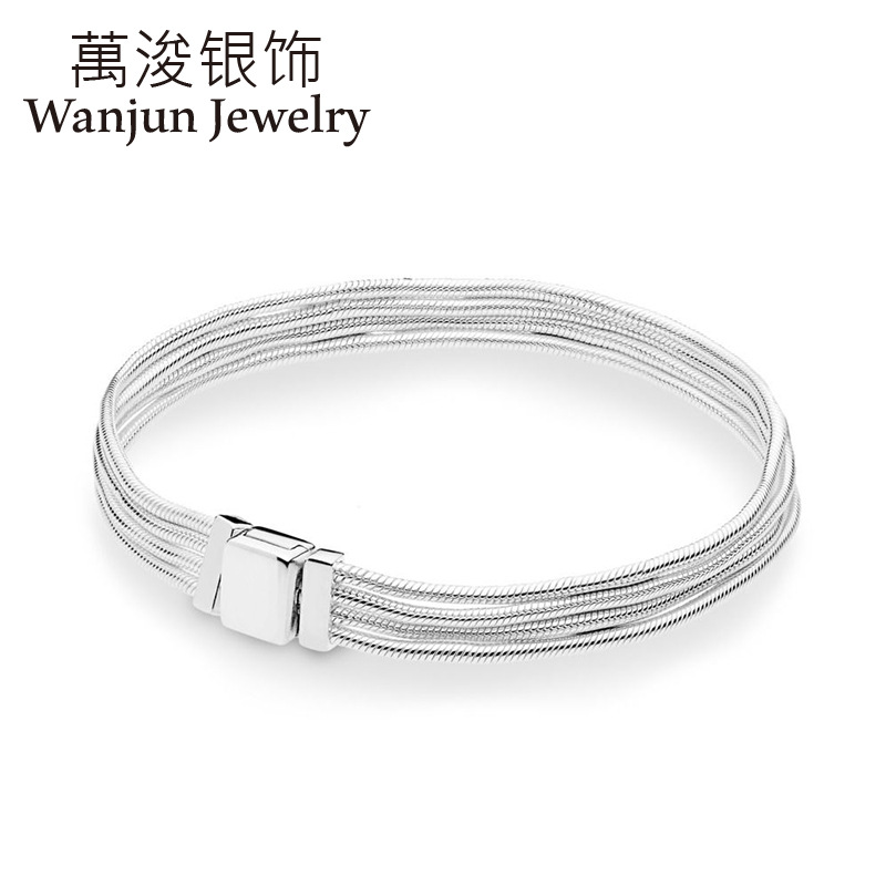 

Wanjun Jewelry 100%925 Sterling High Quality Cubic Zirconia Reflexions Multi-turn Serpentine Bracelets Women's Exquisite Gift