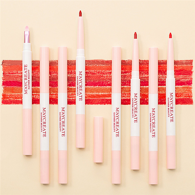 

6 Colors Nude Lip Pen Long Lasting Waterproof Multi-Functional Autorotation Lip Liner Pencil Lady Beauty Makeup Tool, 02
