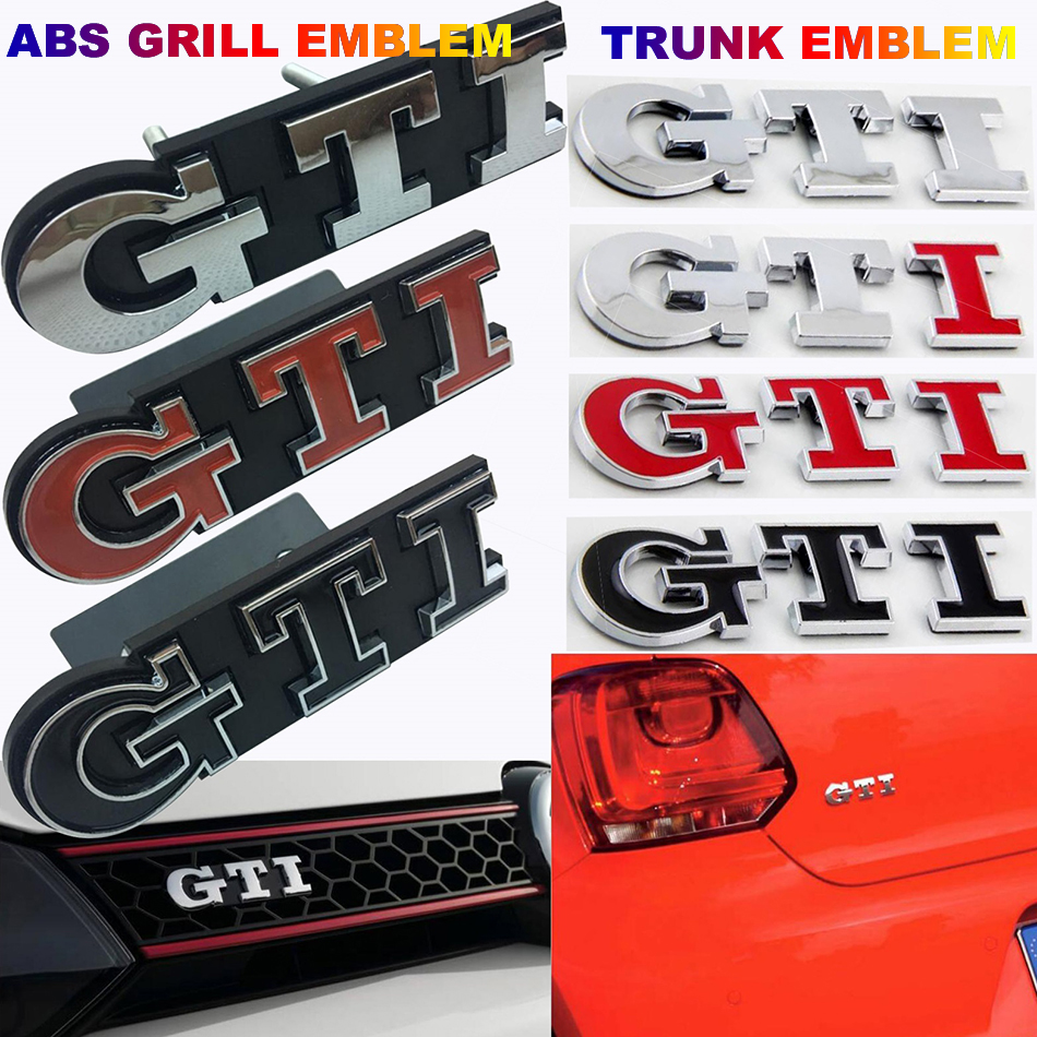 

3D Chrome Black Red ABS GTI Grille Rear Trunk Emblem Badge Auto Car Logo Emblema Embleem Sticker For Volkswagen VW Golf 6 7 Polo GTI