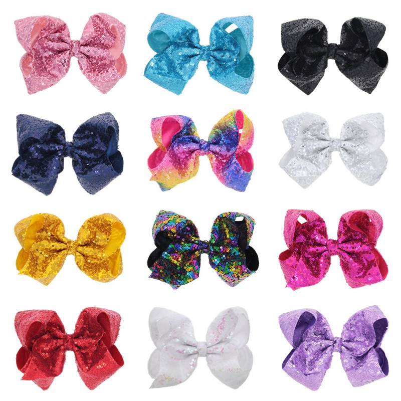 

Hair Bows Clips Accessories for Girls Kids Hairpins Sequins Shining Large Big 8 INCH Bowknot Clip Barrettes Pary Headwear HC122, Random color