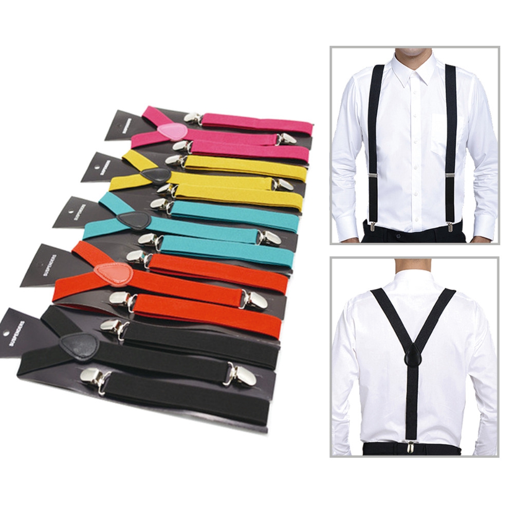 

Y-back Adult Adjustable Suspender 2.5X100CM Soild Color Women Clip-on Elastic Suspender Fashion Men Children Belts Baby Straps TTA-1084