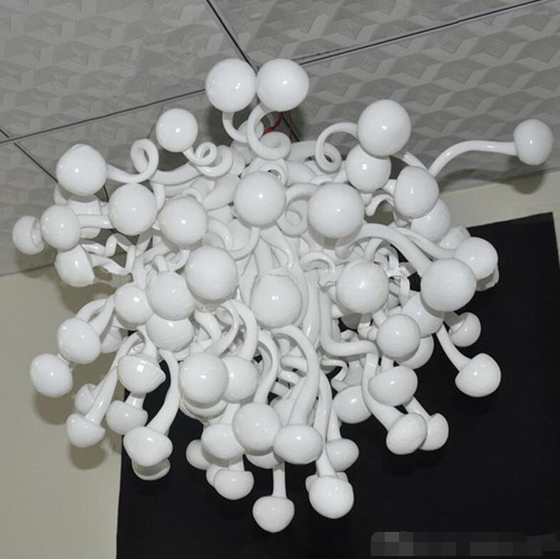 

High Quality Murano Lamps Chandelier Hanging Light Frosted White Mushroom Pendant Lighting Handmade Blown Glass Italian Chandeliers