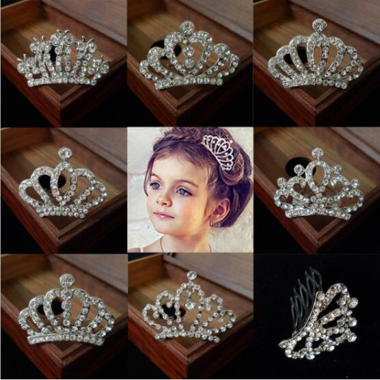 

Korean Children's Mini Crown Hair Comb Hair Accessories Alloy Rhinestone Birthday Tiara Hair Accessories Princess Performance Headdress