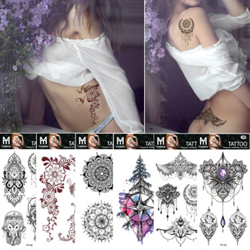 

205*95mm Totem Arab Temporary Tattoos Arm Tattoo Sticker flower arm stickers Waterproof SEXY sticker Customized tattoo sticker