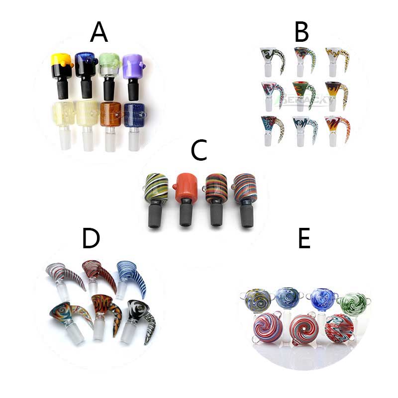 

14mm 18mm Male Wig Wag Glass Bowl Color Glass Bowl Piece Heady Tobacco Smoking Accessories Bowls For Glass Water Bongs Dab Rigs Pipes