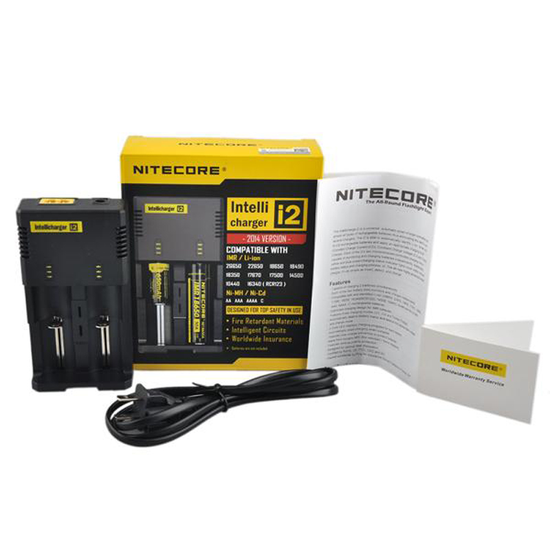 

100% Original Nitecore I2 Universal Charger for 16340 18650 14500 26650 Battery US EU AU UK Plug 2 in 1 Intellicharger Battery Chargers Authentic