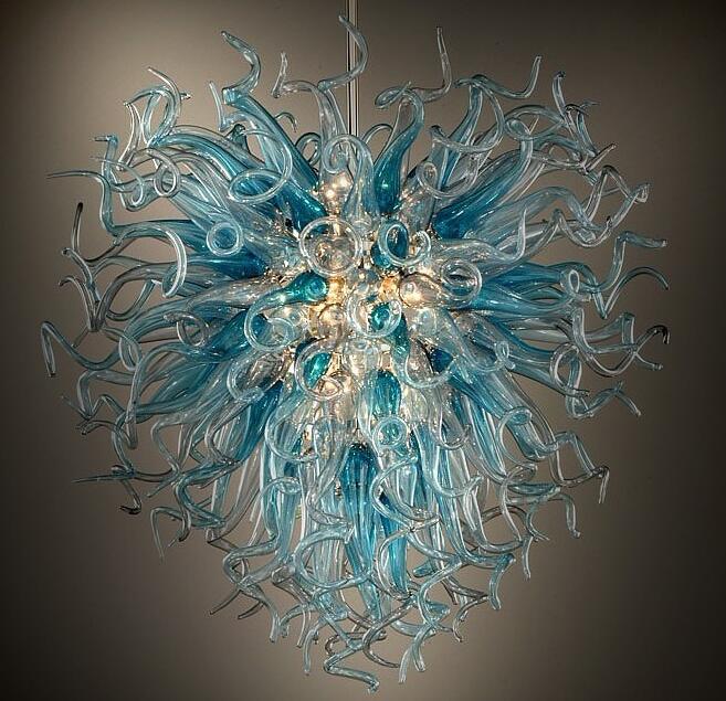 

Lamps Modern Chandeliers Lighting Aqua Grey Color High Quality 100% Hand Blown Glass Art Chandelier for Home Decoration