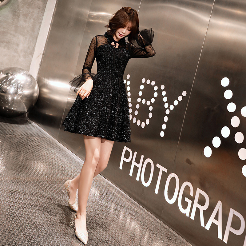 

2020 Top Fashion Celebrity Dress Tuxedo Women 2020 New Autumn And Winter Party Dress Small Temperament Celebrity Slim Evening, Black