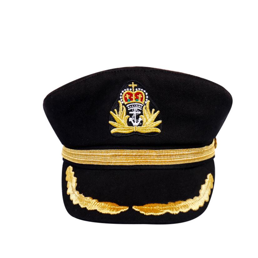 

Navy Marine Yacht Boat Ship Sailors Navy Captain Military Cap for Adult or Children Sailors Cosplay Military Adjustable Bonnet XL, Black