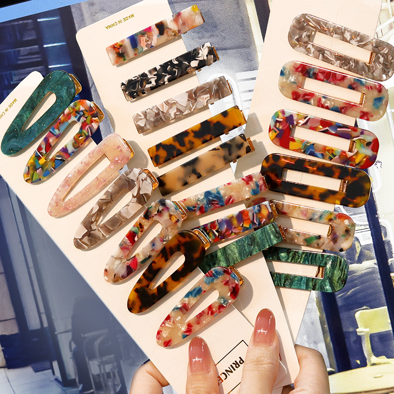 

POXAM Fashion 1Set Women Girls Acrylic Geometric Hair Clips Sweet Headwear Hairpins BB Clip Styling Tools Barrettes Accessories