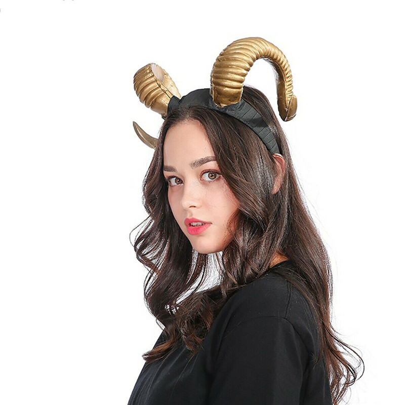 

Restyle Big Ram Horns Gothic Headband Punk Sheep Horn Hair Band Festival Party Head Accessories Fashion Unisex Cosplay Props Hot