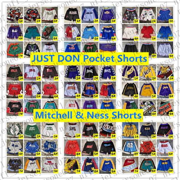 

Stitched Men Basketball Just Don Pocket Shorts Hip-hop All City Teams Name Year Id Tags Mitchell & Ness Sweatpants Sport Big Fac, Black