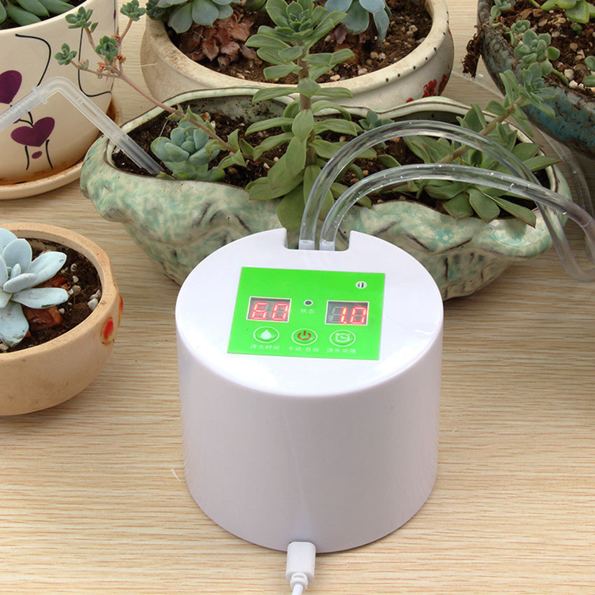 

Automatic Watering Succulents Rechargeable Intelligent timed Device Balcony Office Potting Watering Kits Drip Irrigation Suit, White