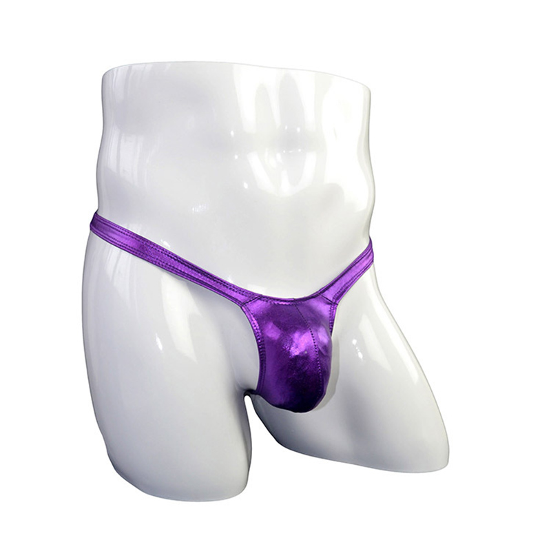 

Underwear Low Waist T Back Pouch Panty Thong Wetlook PU Stage Sexy Mens Briefs, White