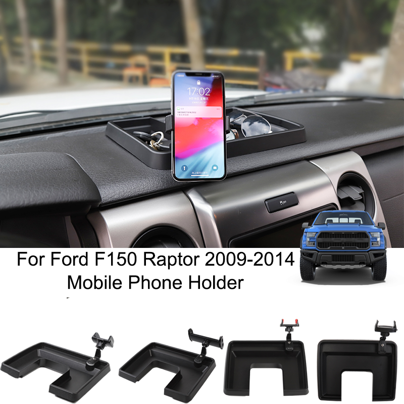 

Black ABS Car Mobile Phone Holder Storage Box For Ford F150 Raptor 2009-2014 Car Interior Accessories