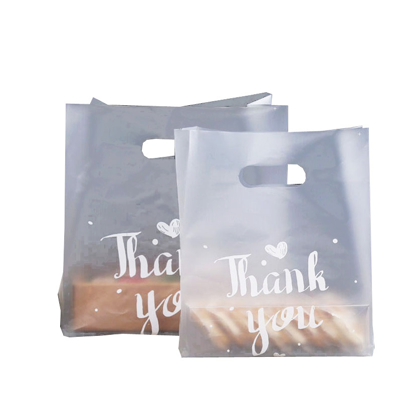 

Thank You Plastic Gift Bag Bread Storage Shopping Bag with Handle Party Wedding Plastic Candy Cake Wrapping Bags WB2177