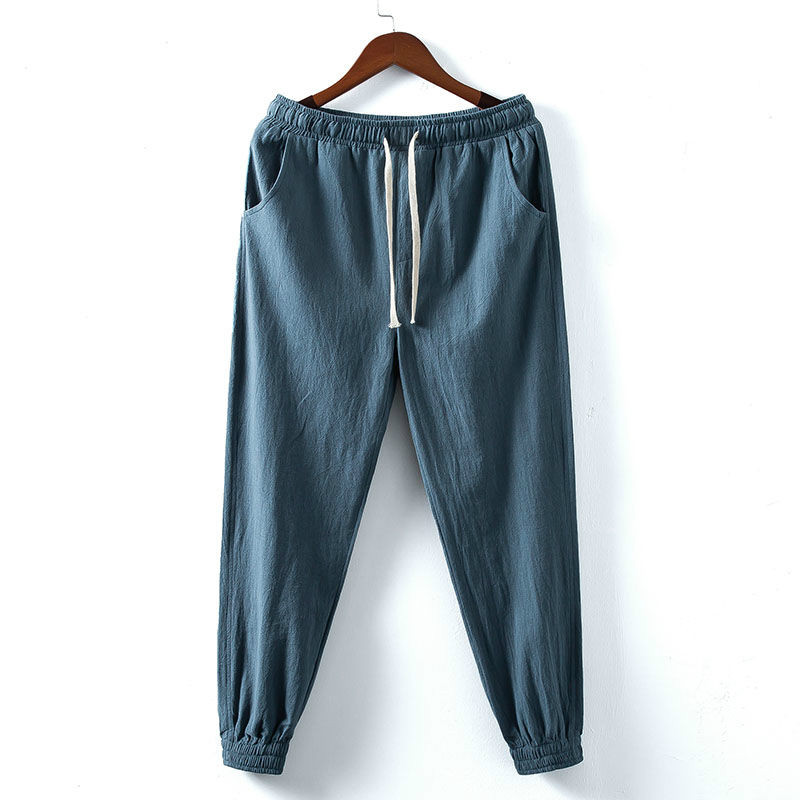 

2020 New Spring Summer Men Drawstring Elastic High Waist Harem Pant Male Solid Cotton Breathing Plus Size 5XL Casual Trouser W07, 2030 light gray