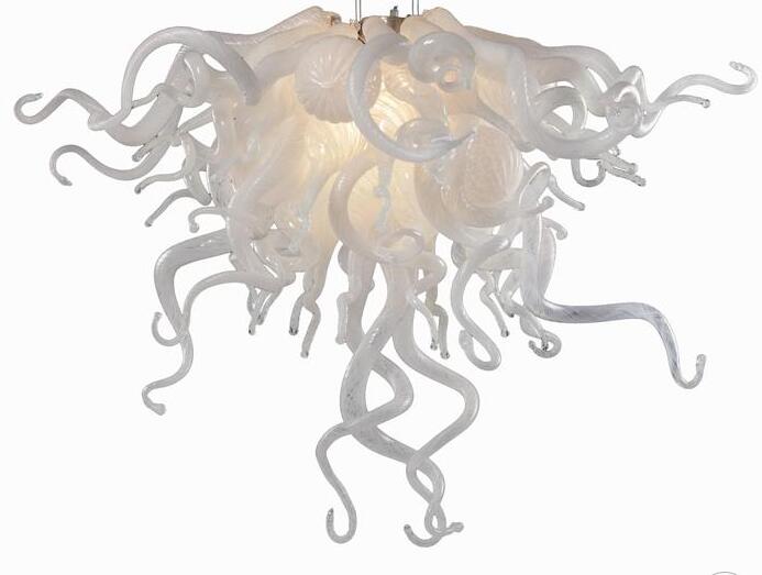 

100% Handmade Blown White Glass Chandelier Light Top Qualtiy White Murano Galss Chihuly Style Designed LED Modern Chandelier for Home Decor
