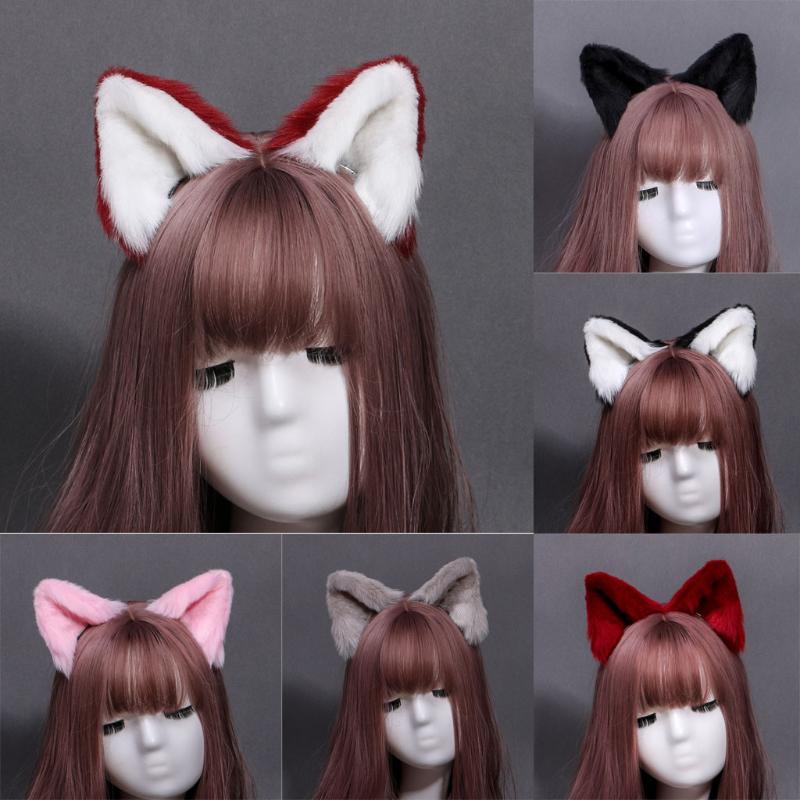 

Party Cos Simulation 8 Color Hand Made Animal Ear Cat Ear Clip Cute Plush Cosplay Cat Long Fur Ears Neko lovely Costume