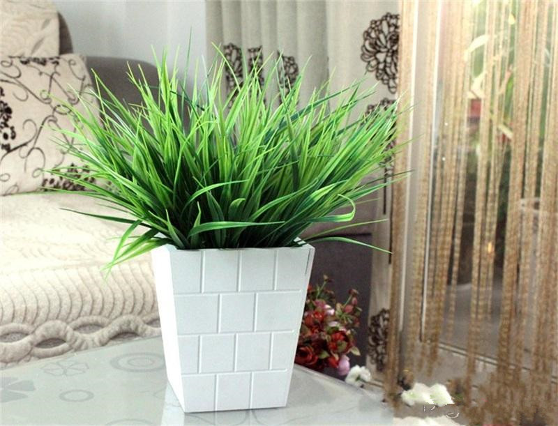 

7 Fork Spring Grass Green Artificial Leaf Plastic Simulation Foliage plant For Wedding Decorations Flower garden home Ornament