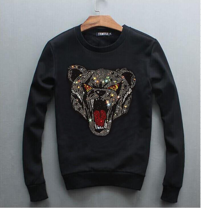 

Hip Hop Diamonds Men's Hoodies Autumn Casual Pullover Hoodie Male Fashion Sweatshirts, Black