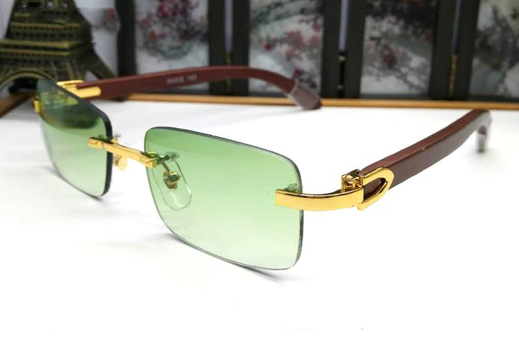 2019 new styles Luxury rimless white buffalo horn glasses wooden sunglasses france brand designer sunglasses for men women with red box case
