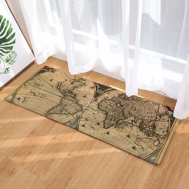 

Living Room Rectangle Floor Mat Home Kitchen Bathroom Non-slip Carpet Ployester Map Print Decor Door Rug Colorful Mat