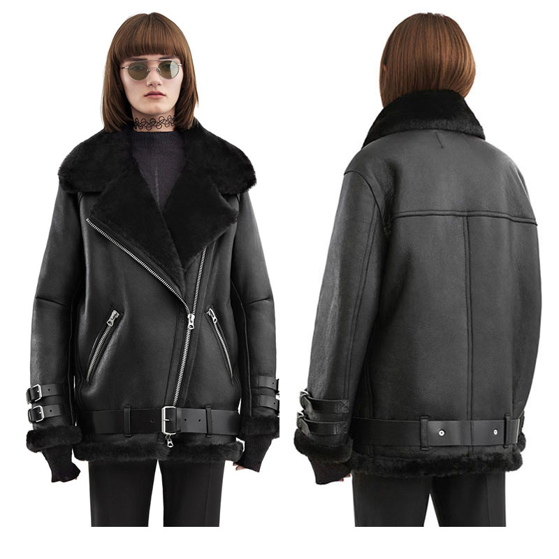 

Natural Real Sheep Fur Coat Women Winter Geniune Leather Jacket Double-faced Fur Parka Sheepskin Coats Thick Warm Clothing, Beige