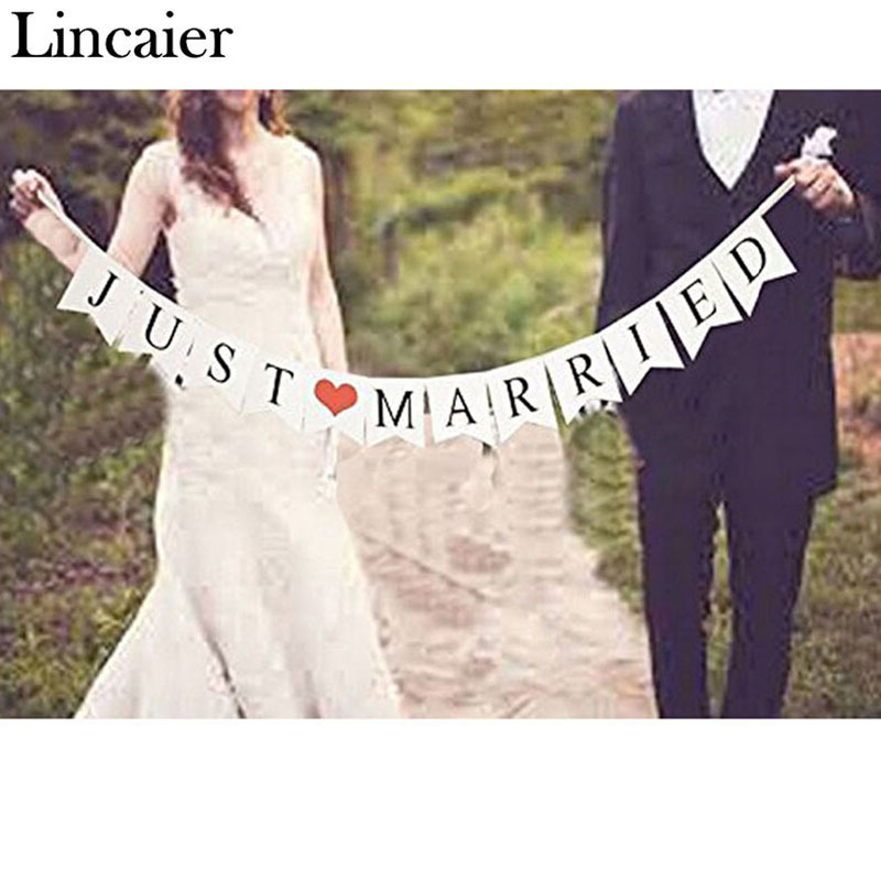 Vintage recién casados Negro y Blanco Guirnalda Banner Personalizado De Boda Bunting