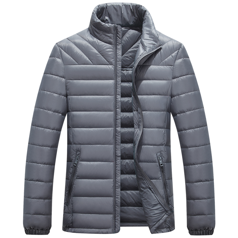 

Autumn Winter Fashion Outwear Duck Down Coats Regular Fit Thin Down Parkas Ultralight Mens White Duck Jacket Stand Collar, Orange