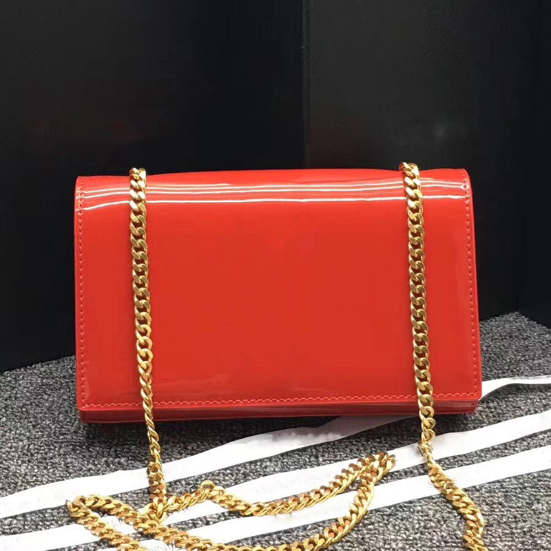 

classic Women Patent Leather Golden Chain Shoulder Tassel Bag ladies Flap Chain Crossbody Bag Clutch Bags Messenger Purse Handbag, Red