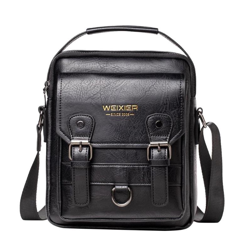

High Quality Men Vintage Shoulder Bags Crossbody Pack Retro Zipper Messenger Handbags handbags women bags /E, Black