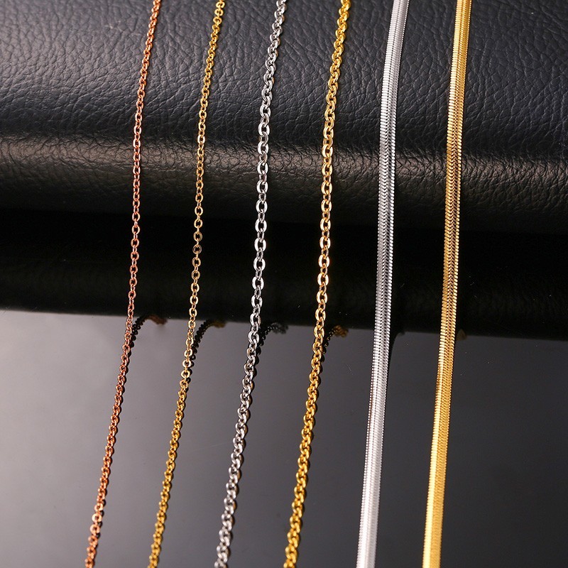 

Standard Chain 316L Stainless Steel Link In Silver Rose Gold Color Snake Chains Necklace For Men Thin Jewelry 24