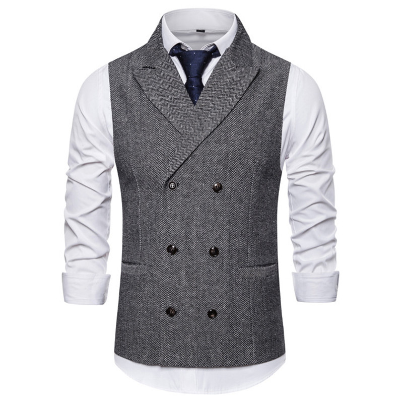 

Mens Formal Double Breasted Vests Classic Suit Gilet Homme Slim Fit Coffee Waistcoat Men Marriage Chalecos Para Hombre, Brown