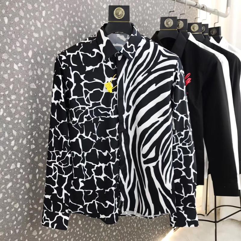 

DUYOU Mens Cotton Shirt Men Dress Shirt Men Black and white irregular zebra print High Quality Slim Fit Casual Shirts