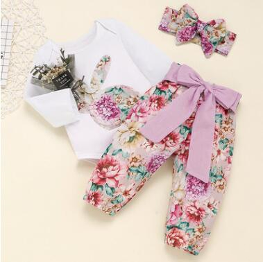 

Easter Day Kids Clothes Rabbit Bunny Clothing Set Kids Cotton Embroidery Jumpsuit Pants Headband Suit Toddler Rompers Bodysuits Pants D35, As pics