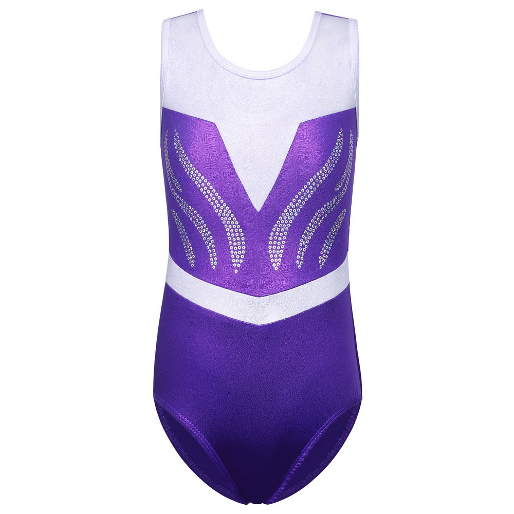 

Stage Wear BAOHULU Rhythmic Gymnastics Leotards For Girls 3-12 Years Costumes Sequins Purple White Ballet Kids Leotard, B229navycat